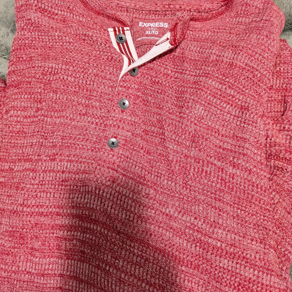 NEW Red XL Express Henley Red Cotton Sweater